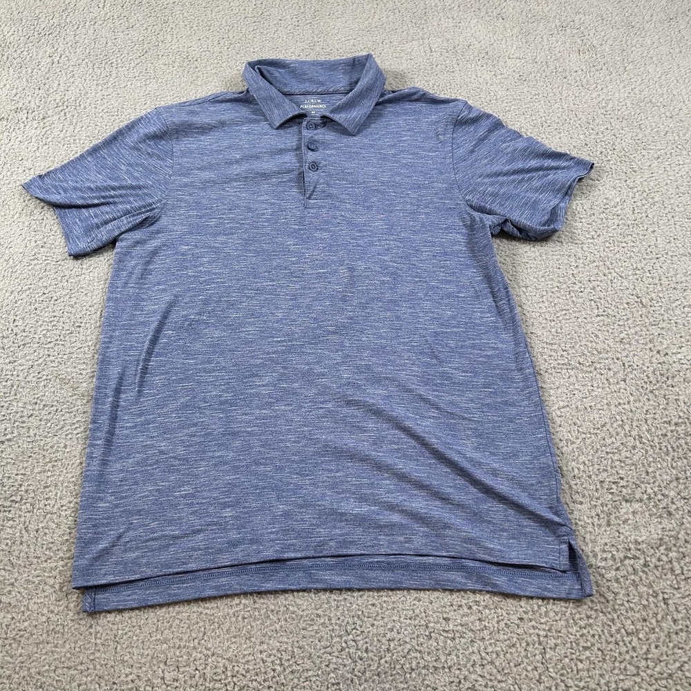 J Crew Performance Polo Shirt‎ Mens Medium Blue Stretch Golf Athleisure Casual